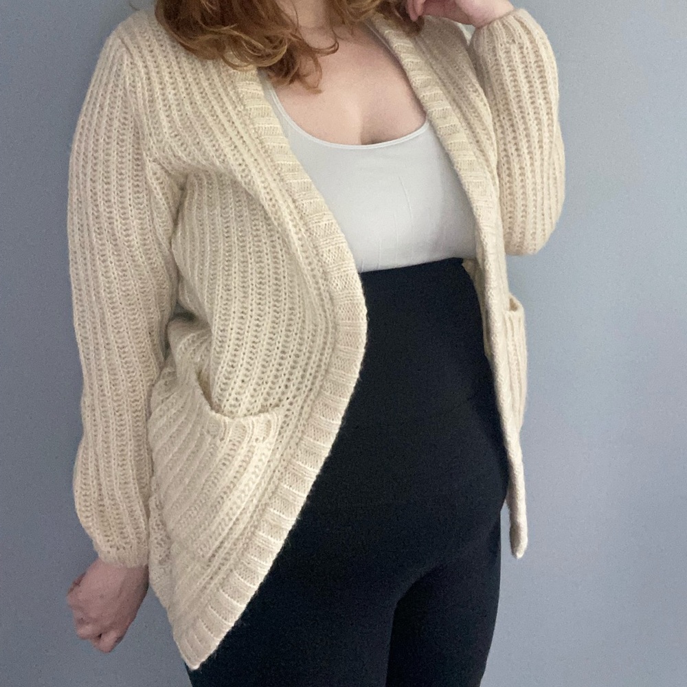 Zara Man Off-White/Cream Open Knitted Cardigan